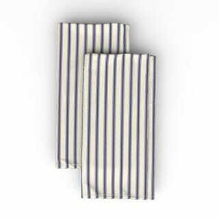  Serviette de table en tissu blanc cassé Stripe-Navy