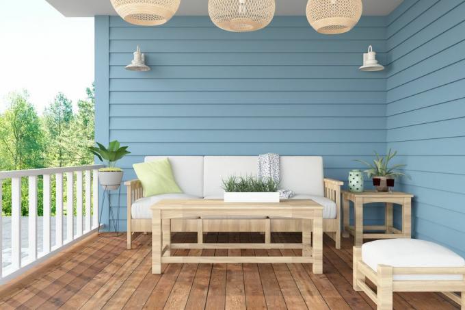 terrasse cosy avec mobilier en bambou
