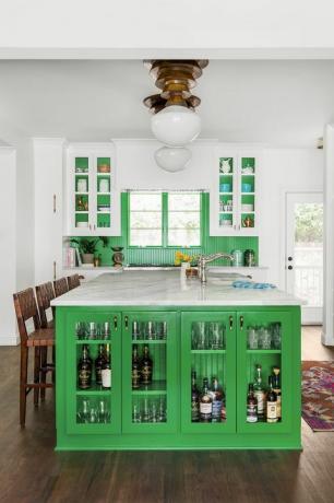 idées d'armoires de cuisine vertes, vert kelly