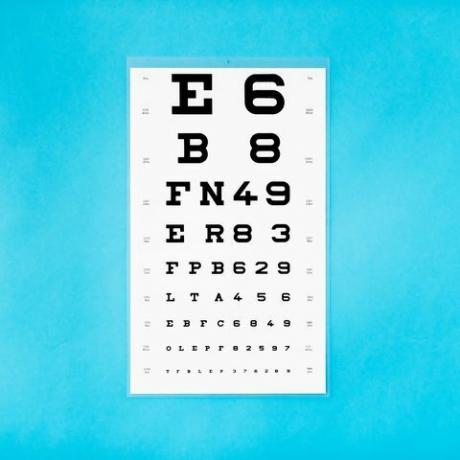 tableau de test oculaire sur mur bleu