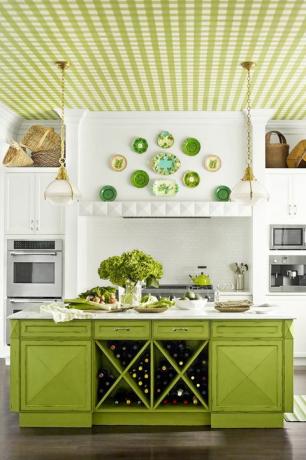 idées d'armoires de cuisine vertes, chartreuse