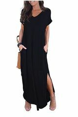 Robe longue décontractée pour femmes en noir